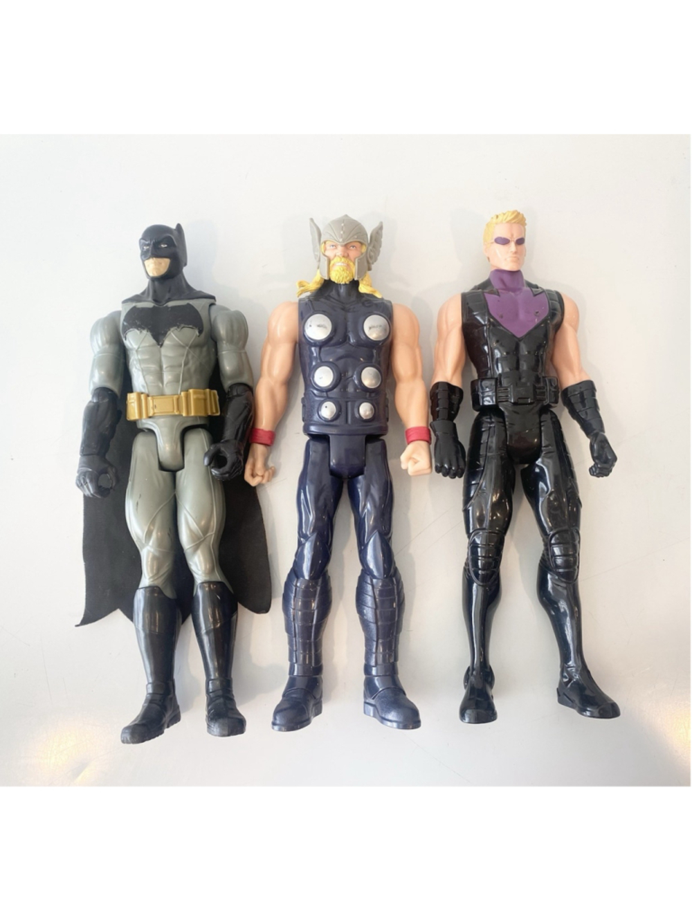 Lot of 3 Hasbro 12” Titan Hero Action Figures Batman Thor Hawkeye Marvel DC